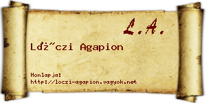 Lóczi Agapion névjegykártya